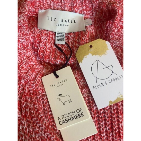 Ted Baker London Red & White Merlina Lace-Up Cold Shoulder Sweater Sz 1 / 4 NWT! - Picture 9 of 10